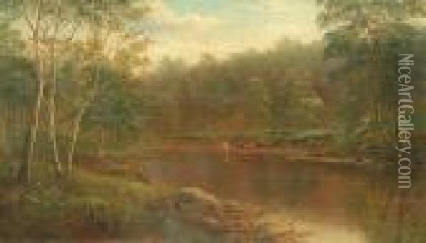 On The Wharfe, Bolton Woods, Yorkshire Oil Painting - William Mellor