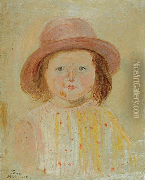 Petite Fille, Ok 1927 Oil Painting - Tadeusz Makowski