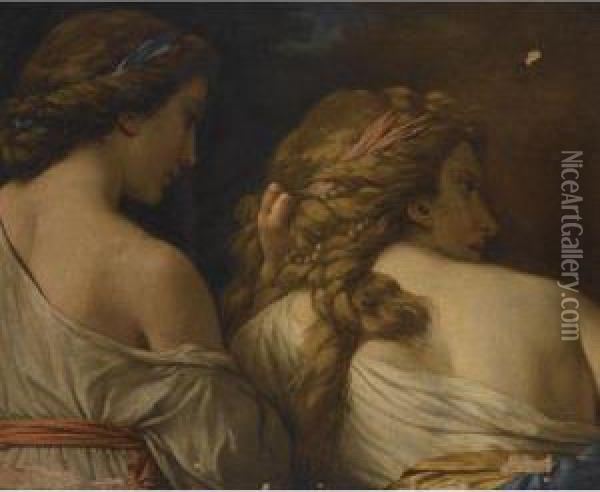 Two Nymphs Oil Painting - Louis Lagrenee