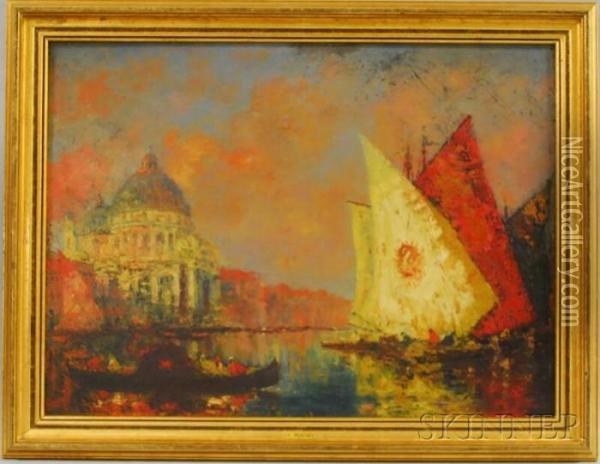 View Of The Santa Maria Della Salute, Venice Oil Painting - Francois Maury