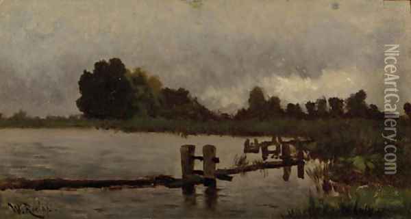 A jetty Oil Painting - Willem Roelofs