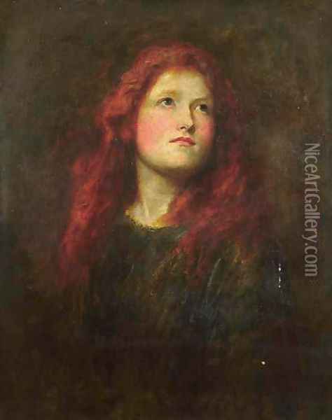 Portrait Study of a Girl with Red Hair Oil Painting - George Frederick Watts