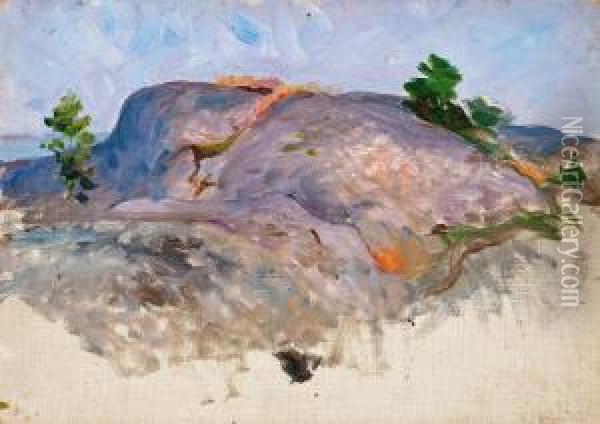 Lamdscape With Cliffs Oil Painting - Venny Soldan-Brofelt