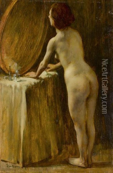 Weiblicher Ruckenakt Oil Painting - Janos Vaszary
