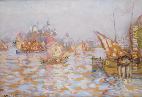 Gondoles A Venise Oil Painting - Charles Cottet