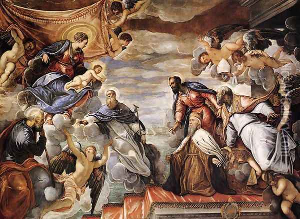 Doge Nicolò da Ponte Invoking the Protection of the Virgin Oil Painting - Jacopo Tintoretto (Robusti)