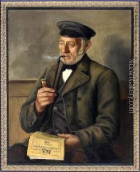 Halbportrait Eines Sitzenden Oil Painting - August Scheller