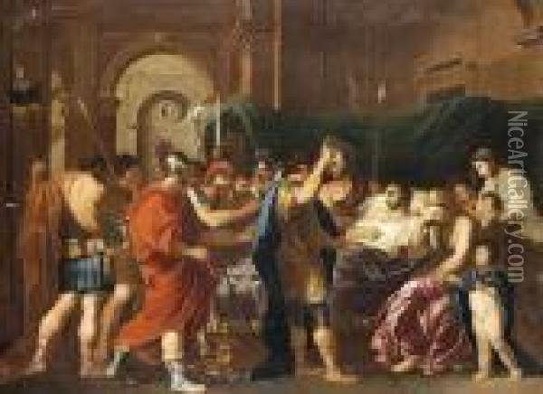 A Haldoklo Germanicus Oil Painting - Nicolas Poussin