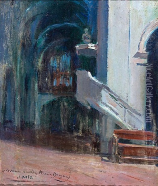 Interior De Iglesia Oil Painting - Joaquin Mir Trinxet