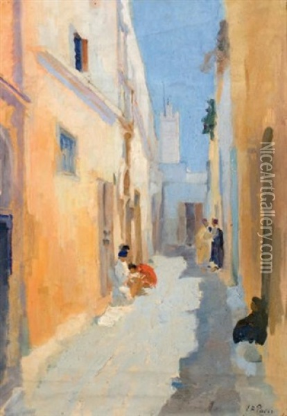 Azemmour, Rue Arabe Un Apres-midi, 1935 Oil Painting - Elie Anatole Pavil