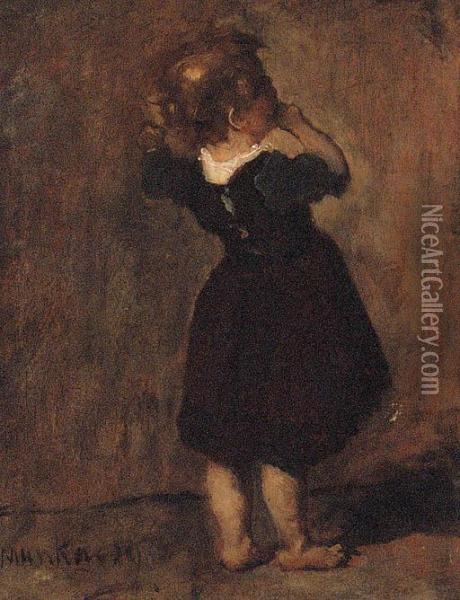 Study Of A Young Girl Oil Painting - Mihaly Munkacsy