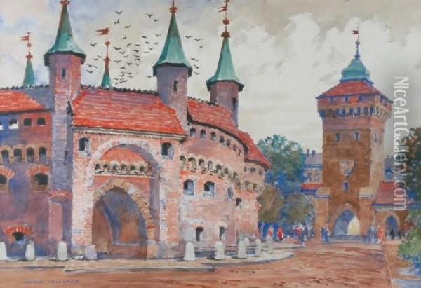 Barbakan Krakow Oil Painting - Henryk Uziemblo
