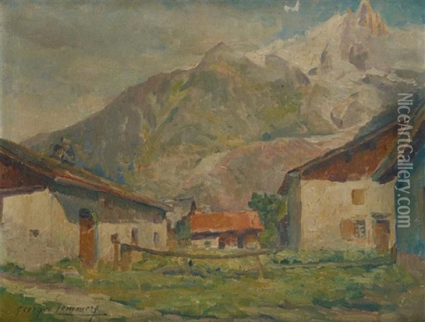 Aiguille Du Dru, Vallee De Chamonix Oil Painting - Georges (Ferdinand) Lemmers