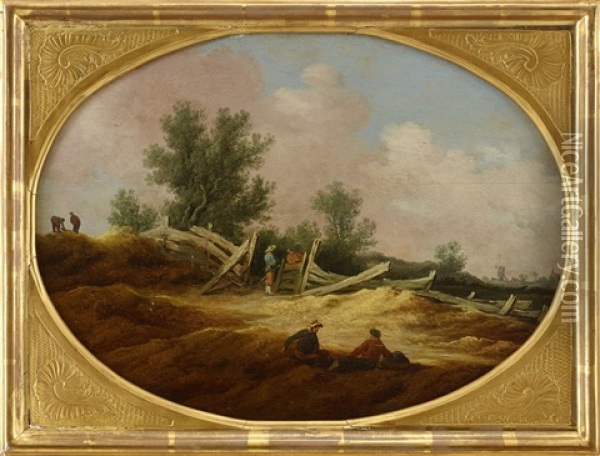 Landskap Med Figurer Oil Painting - Salomon van Ruysdael