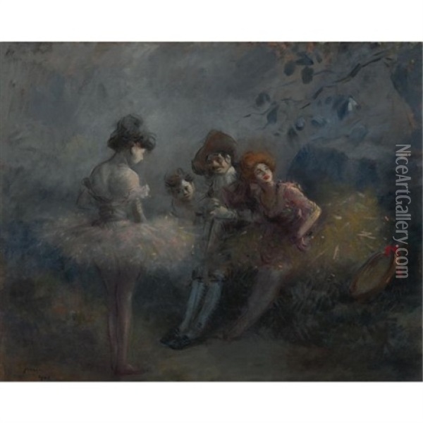 The Dancers From La Comedie Oil Painting - Jean-Louis Forain