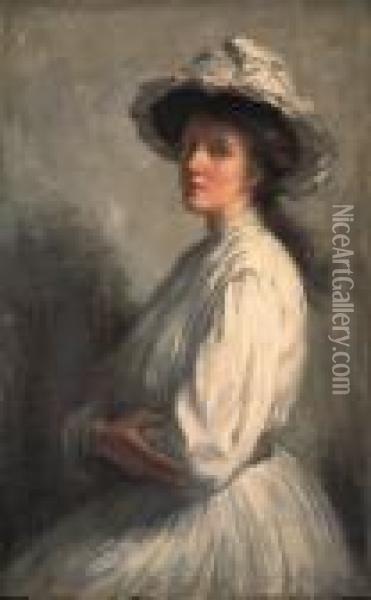 Portrait Of Nan, The Artist's Daughter Oil Painting - Robert Gemmell Hutchison