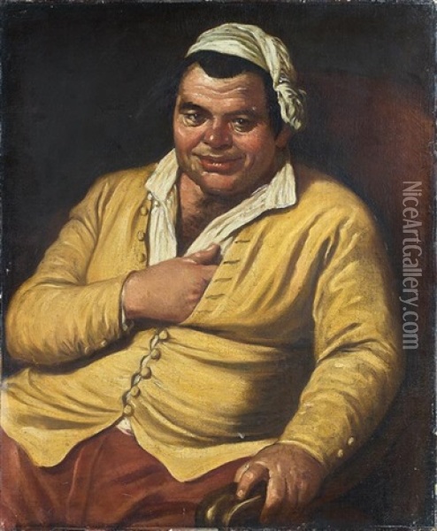 Portrait D'homme Au Gilet Jaune Oil Painting - Antonio Cifrondi