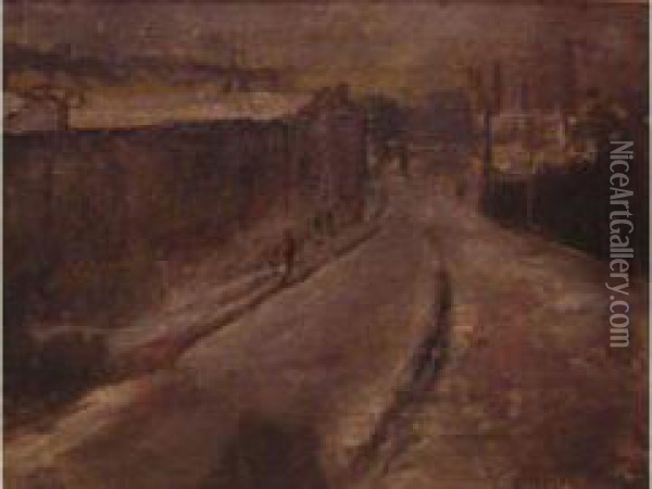 Petrelle - - La Rue Oil Painting - Adolphe Peterelle