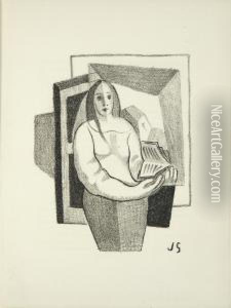 A Book Concluding With As A Wife Has A Cow Oil Painting - Juan Gris