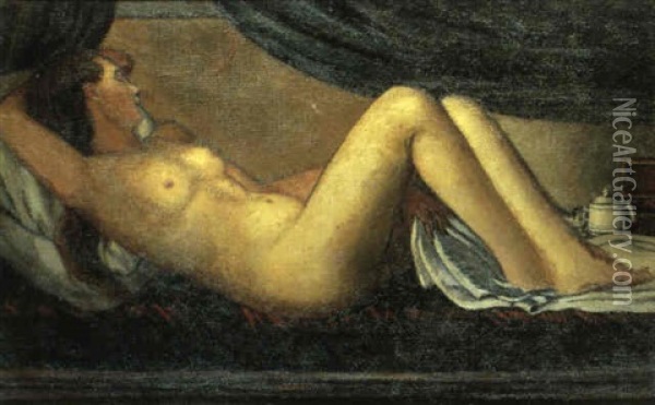 Nudo Femminile Disteso Oil Painting - Piero Marussig