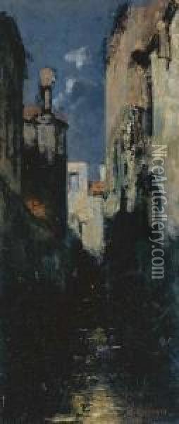 Venezia, Scorcio Di Canale Oil Painting - Vincenzo Cabianca