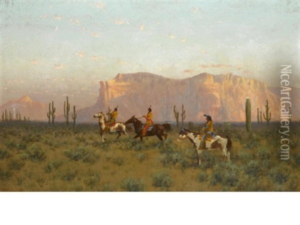 Indians In The Desert Oil Painting - Charles Dorman Robinson