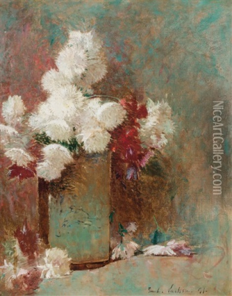 Chrysanthemums In Vase Oil Painting - Emil Carlsen
