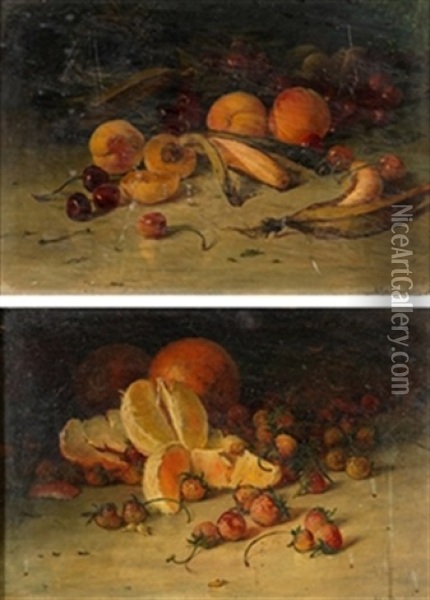 Bodegones De Frutas (pair( Oil Painting - Blas Benlliure Gil
