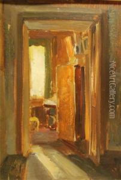 Par La Porte Ouverte, Escalier Hallsecond Oil Painting - Henri-Jacques Evenepoel