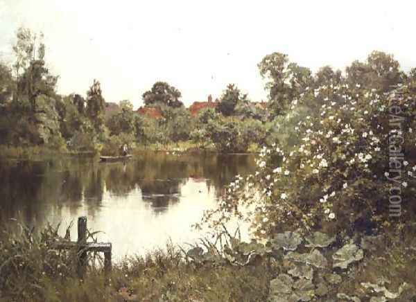 The Time of Wild Roses, Paddington Mill Pond, Surrey, 1900 Oil Painting - Edward Wilkins Waite