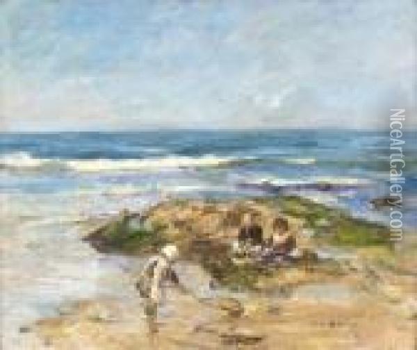 On The Sea-shore Oil Painting - Robert Gemmell Hutchison