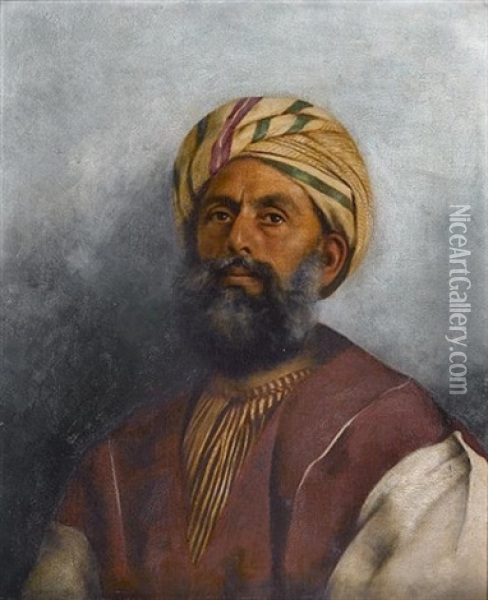 Portrait Of An Indian Gentleman Oil Painting - Rudolph Swoboda the Younger