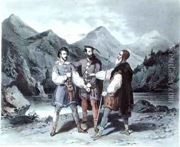 The Oath of the Three Cantons Oil Painting - Celestin Deshayes