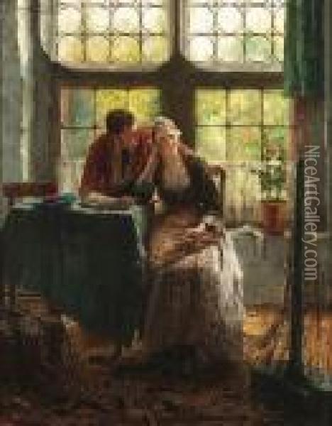A Welcome Distraction Oil Painting - Edward Antoon Portielje