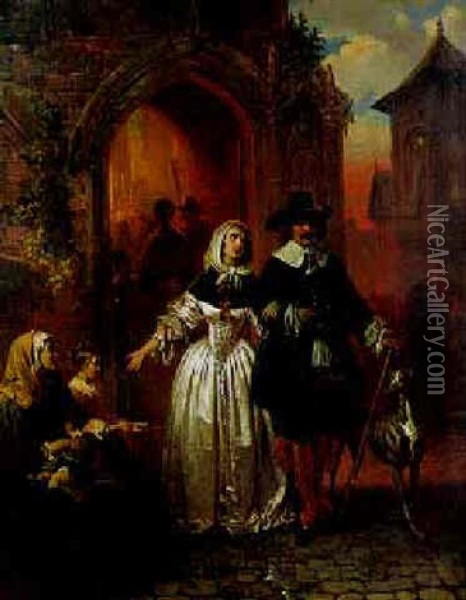 Leaving Church Oil Painting - Hendrik Jan Augustyn Leys