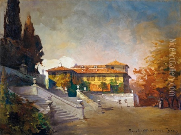 Villa Torlonia In Frascati Oil Painting - Gyula Hary