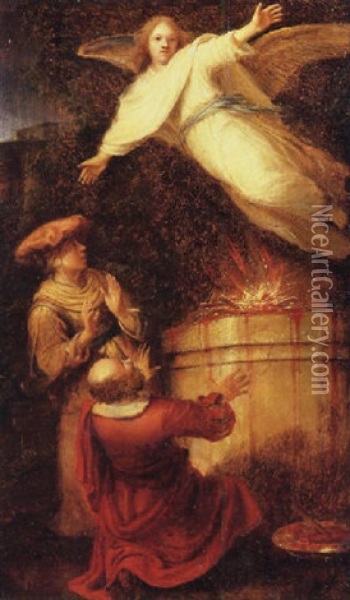 The Sacrifice Of Manoah - A Fragment (?) Oil Painting -  Rembrandt van Rijn