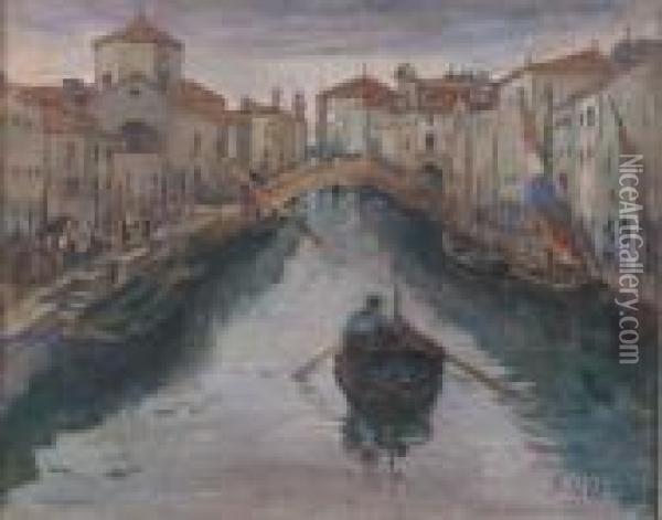 Canal Vena A Chioggia Oil Painting - Hector Nava