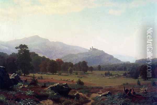 Autumn in the Conway Meadows Looking towards Mount Washington, New Hampshire Oil Painting - Albert Bierstadt