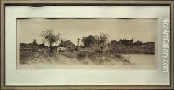 Cottage Landscape Oil Painting - Ernest C. Rost