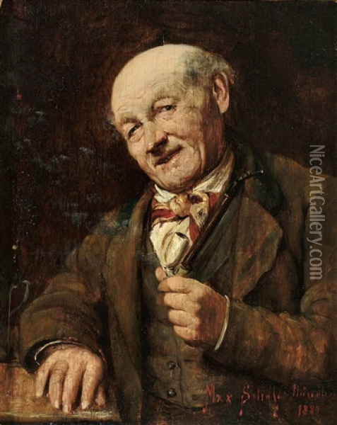 Portrait Eines Alten Herren Mit Pfeife Oil Painting - Max Scholz