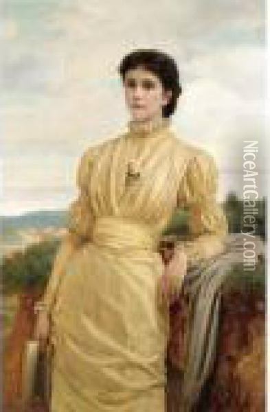 Portrait Of A Lady Oil Painting - Charles E. Perugini