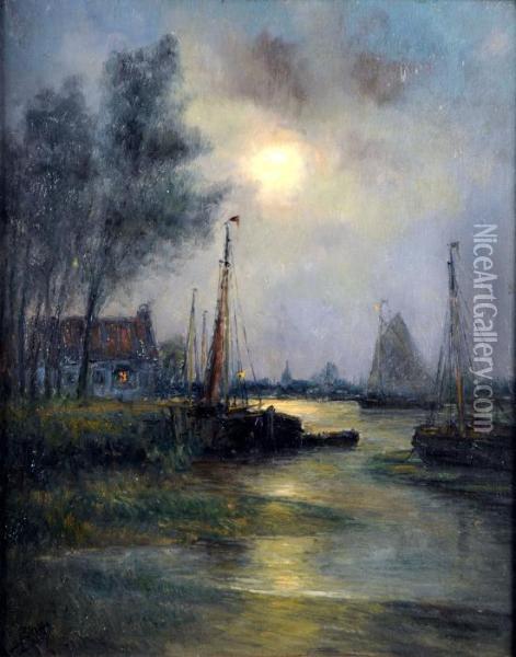 Nocturne Calme Oil Painting - Romain Steppe