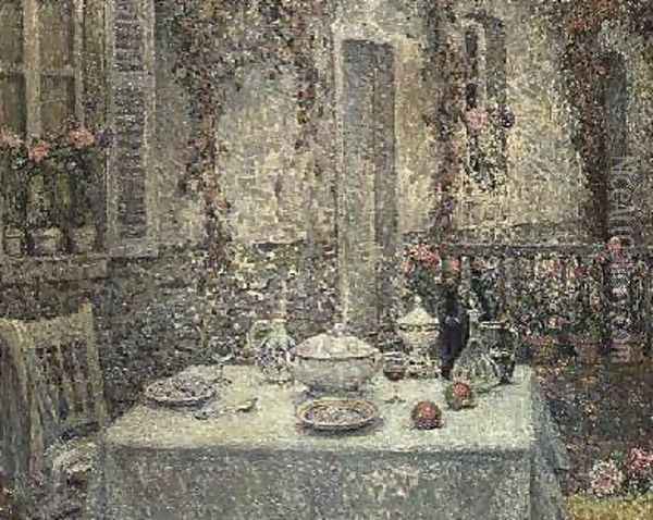 The White Tablecloth Oil Painting - Henri Eugene Augustin Le Sidaner