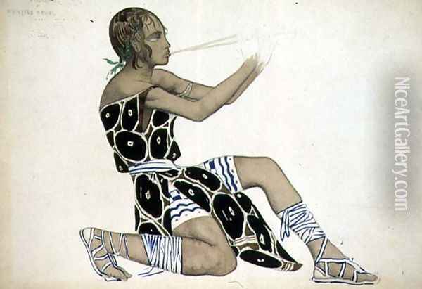A Boetian Costume designed for Diaghilev's Ballets Russes, probably for 'Narcisse', 1911 Oil Painting - Leon Samoilovitch Bakst