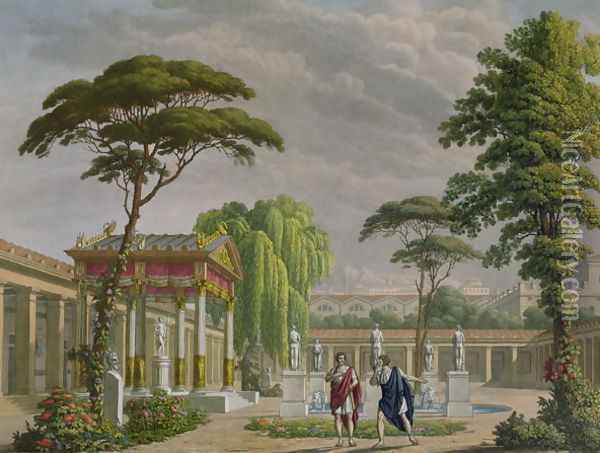Gardens of the House of Diomede at Pompeii, decoration for the opera The Last Days of Pompeii by Giovanni Pacini 1796-1867, performed at La Scala, Milan, 1827 Oil Painting - Alessandro Sanquirico