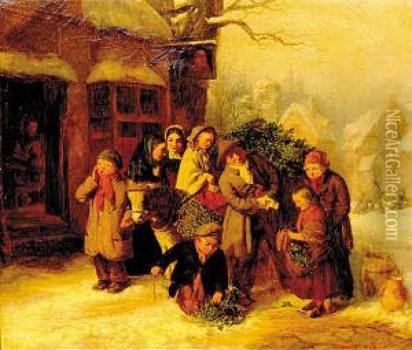 The Holly Cart Oil Painting - Edward Charles Barnes