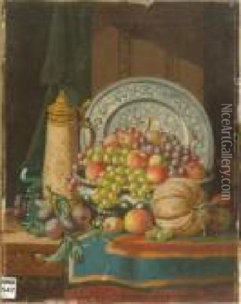 Salver, Stein, Rummer And Fruit Oil Painting - Charles Thomas Bale