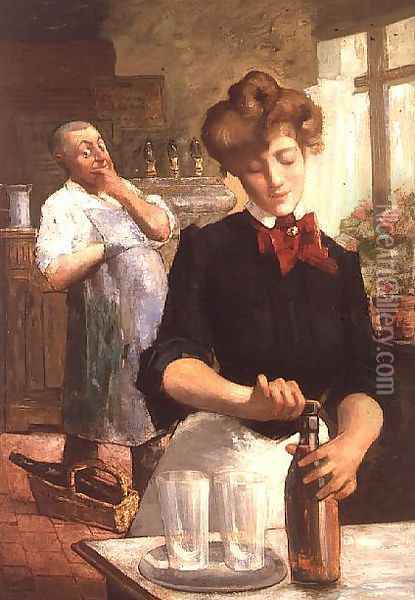 The Barmaid Oil Painting - Louis Adolphe Tessier