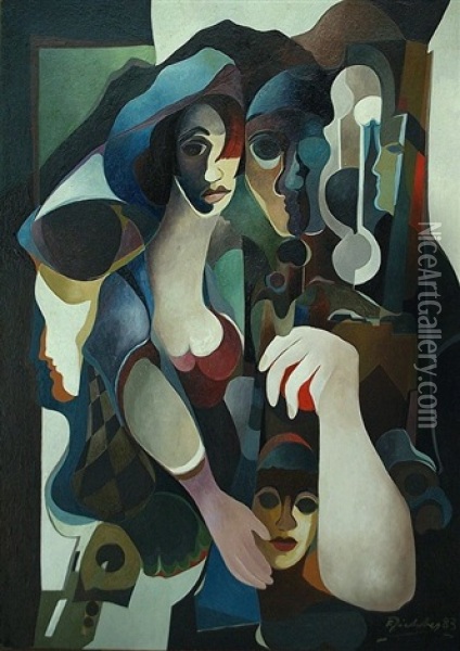 Weibliches Spiegelbild Oil Painting - Franz Richter